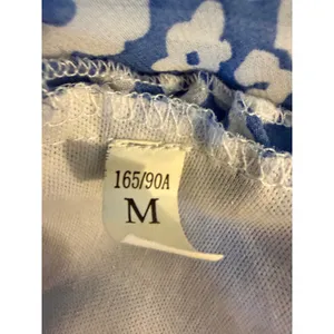 Blue White Floral Leopard boho Ruffle Midi Dress Puff Sleeve M y2k resort dainty thumbnail 6