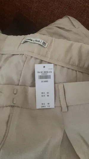 Abercrombie Drapey Tailored Lightweight Wide-Leg Trousers Tan 26 Short thumbnail 6
