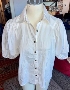 Marc New York Sht-Slv Button-up White Blouse, Sz XS thumbnail 1