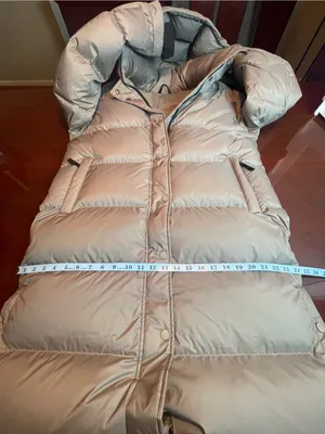 QUINCE Responsible Down Long Puffer Jacket Stone Taupe Color Sz Large thumbnail 13