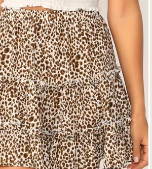 SheIn Ruffled Leopard Print Mini Skater Skirt thumbnail 2