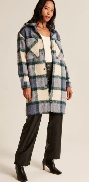Abercrombie & Fitch plaid wool blend shacket thumbnail 1