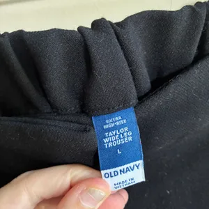 Old Navy Taylor Wide Leg Trouser L Black Women Extra High Rise Pleated thumbnail 5