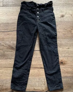 Free People black pinstripe skinny high waisted pants, button fly thumbnail 1