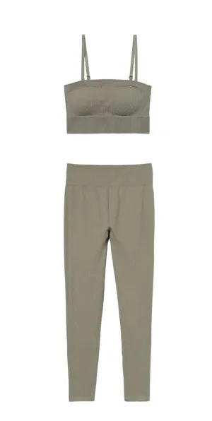 H&M Sports Bra & Leggings Set Olive Green thumbnail 1