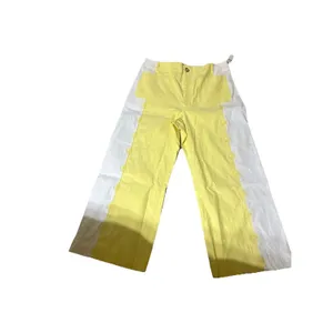 Anthropologie Maeve The Colette Cropped Wide Leg Pant Yellow Linen Size 34 NEW thumbnail 7