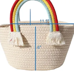Rainbow Handle Tote Purse White thumbnail 4