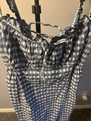 Free People cottage core picnic feminine romantic gingham checked dress size XL thumbnail 4