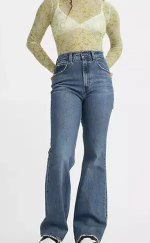 Levis Premium 70'S HIGH RISE FLARE WOMEN'S JEANS 25x32 Somona Step Dark Wash thumbnail 1