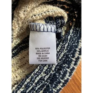 Sunday Striped Knit Pullover Top Navy Cream Twist Front 3/4 Sleeve Size M thumbnail 6