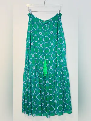 Alexis Green Meadow Tie Dye Chiffon Print Tassel Tie Maxi Skirt thumbnail 2