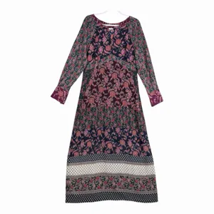CAbi Size-L Festive Maxi Dress Retro Floral Paisley Print Blue Burgundy thumbnail 5