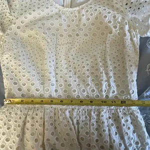 Boden White Eyelet Cotton Lace‎ Short Sleeve Fit Flare Dress WH541 Womens US 4R thumbnail 7