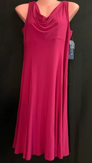 Chaps Size Medium Knee Length Draped Front Dress New Hibiscus Hill Geranium thumbnail 1