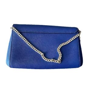 Kate Spade Laurel‎ Way Greer Saffiano Leather Purse Clutch Navy Blue Gold Chain thumbnail 5