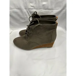 Dr. Scholls Womens Olive Green Faux Suede Lace Up Wedge Ankle Booties thumbnail 3