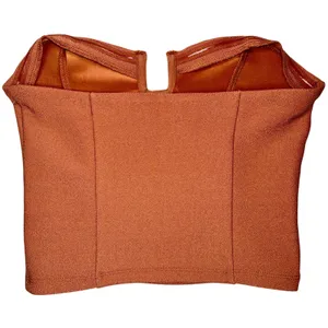 Abercrombie & Fitch Brown Notch Neck Strapless Corset Tube Top Crop Top Size XS thumbnail 2