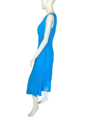 Gown Gallery Sleeveless Midi Dress with Gathered Waist Blue Size 10 NWT thumbnail 3