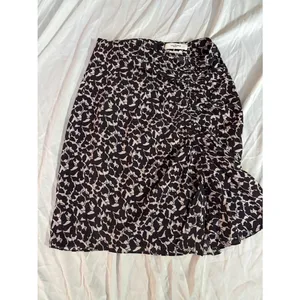 Isabel Marant Étoile Floral Ruched Ruffle Skirt Black Beige French Designer thumbnail 2