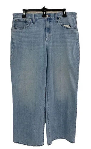 Madewell Super Wide Leg Jeans Stone Wash Blue Size 31P thumbnail 1