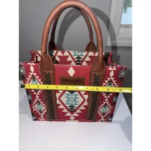 Wrangler Southwestern Aztec‎ Crossbody Tote Women's Western Bag Burgundy L thumbnail 6