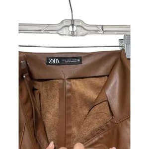 Zara Brown Faux Leather Pants Size S thumbnail 8