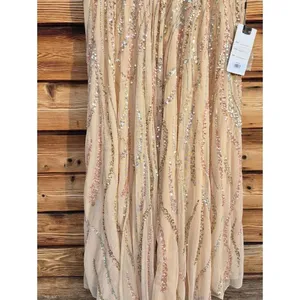 Mac Duggal 5445 Size 14 Beige Beaded Sequined Embellished Long Maxi Gown Dress thumbnail 9