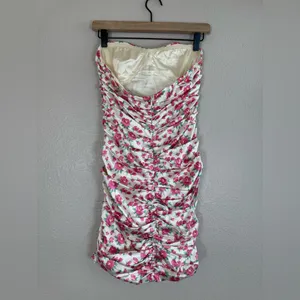 Revolve More To Come Evita Sweetheart Pink Floral Strapless Mini Dress M $78 thumbnail 12