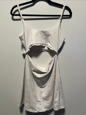 LOVESHACKFANCY Ergo Bow Jacquard Active Cutout Tennis Dress White, Size M thumbnail 9