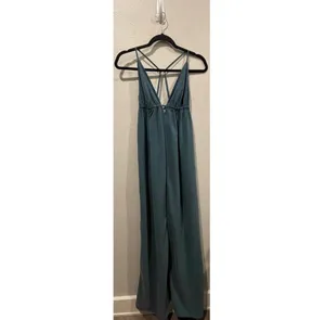 SILENCE + NOISE Triangle-Top Maxi Slip Dress in Olive thumbnail 3
