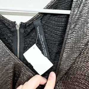 Zara Basic Evening Womens Silver/Brown Metallic Oversized Mini Dress‎ Size M thumbnail 2