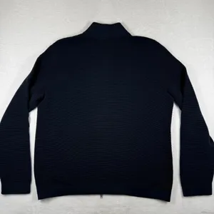 Theory Avell FZ Breach Navy Blue Ribbed Cotton Full Zip Mock Neck Sweater‎ XL thumbnail 9