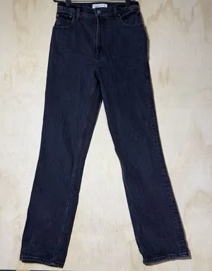 Abercrombie & Fitch 90s Straight Jeans Womens 27 4 Black Ultra High Rise Denim thumbnail 1