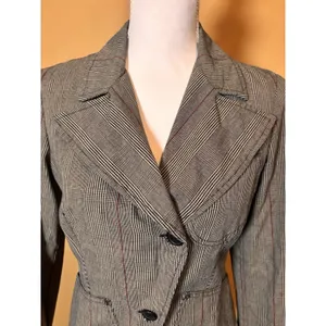 United Colors of Benetton Plaid Blazer Jacket Women Small Tailored Button Front‎ thumbnail 3