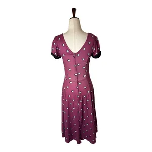 Unique Vintage x GB Dress Women XS Purple Fit‎ and Flare Clock Print Retro Boho thumbnail 3