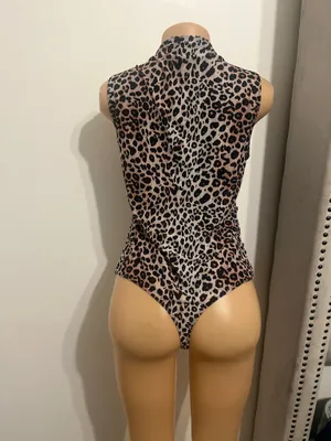 Milumia Women's Cheetah Print Top Mock Neck Ruched Leopard Bodysuit thumbnail 4