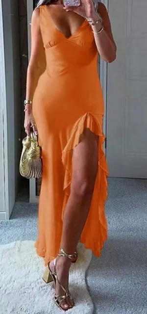Shein Dress Bodycon Slit ruffle thumbnail 1