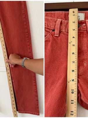 BDG Urban Outfitters Split Hem Jeans Women 24 Rust Red Straight Leg 100% Cotton thumbnail 5