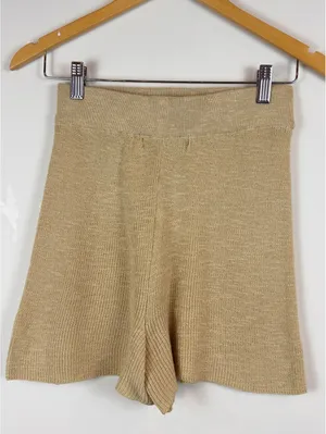 Free People FP Beach Malibu Knit Shorts Beige XS High Rise Coastal Boho thumbnail 3