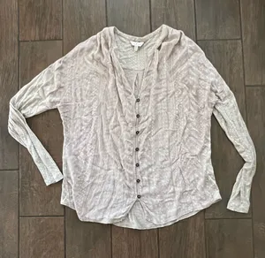 Lucky Brand Long Sleeve Button Down Boho Mauve/Tan Top size M thumbnail 1