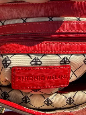 Antonio Melani Red Structured Faux Leather‎ Tote Handbag Top Handle Shoulder Bag thumbnail 8
