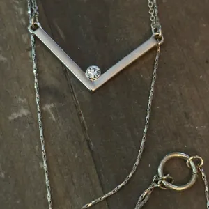 Dainty gold tone multi strand layered Y necklace thumbnail 1