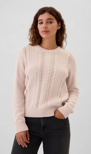 Gap cotton cable knit sweater blush pink XL thumbnail 1