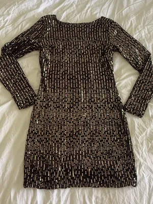 NWOT Windsor black and Gold Sequin mini dress thumbnail 5
