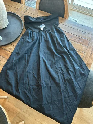 NWT Gap Mixed Media Black Cotton Midi Dress M thumbnail 1