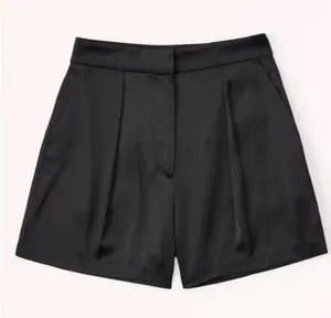 Abercrombie & Fitch Satin High Waisted Pleated Shorts in Black Women's S thumbnail 1