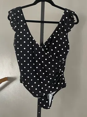 NWT Meet.Curve Polka Dot One Piece Swimsuit Size Medium White thumbnail 1