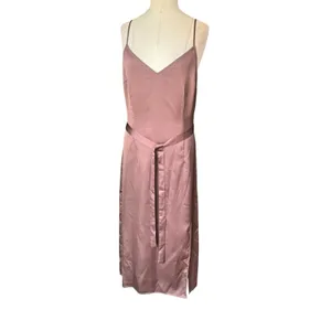 Abercrombie Fitch Satin Slip v neck Midi Dress Womens M Brown Strappy Sleeveless thumbnail 5