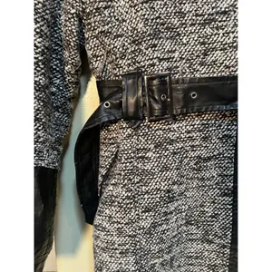 Yoki Outerwear Collection Womens Size Large Coat Jacket Black Gray Tweed Leather thumbnail 6