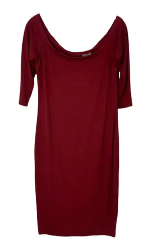 BELLE + SKY‎ Off Shoulder Midi Maroon Fitted Dress Size Medium thumbnail 1